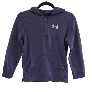 Under Armour Boys Threadborne Ridge Hoodie YMD M Half Zip Blue 1299355 Cold Gear
